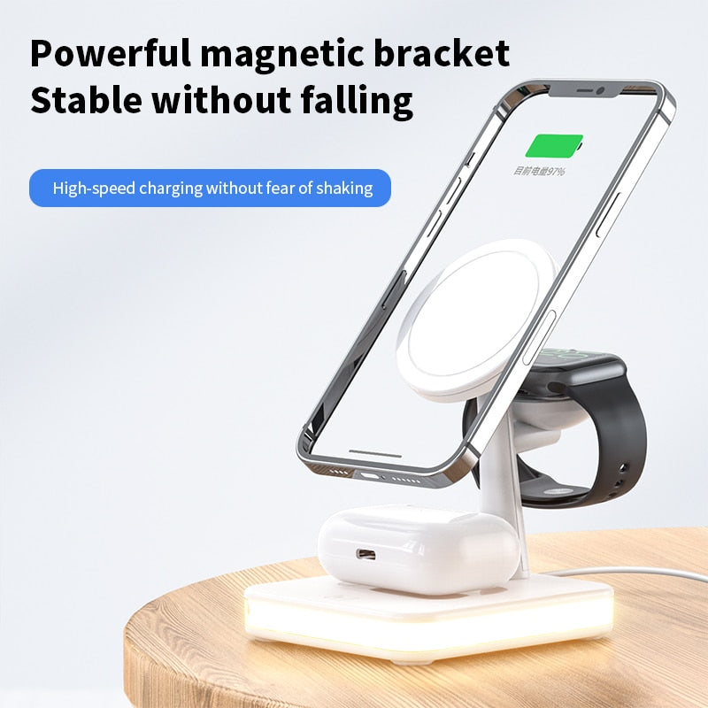 3 in 1 Wireless Magnetic Charger Stand Dock | Fast, Safe, Convenient