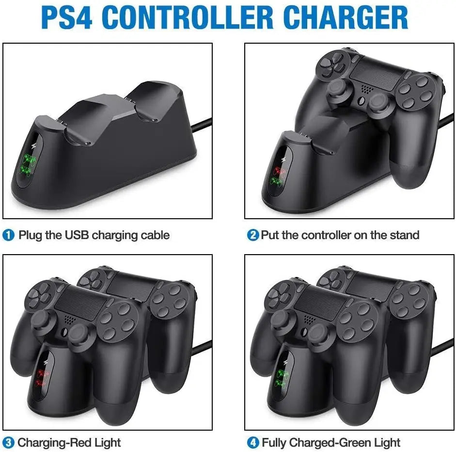 BEBONCOOL PS4 Controller Charger | DualShock, Dock Station, PS4 Pro/Slim consoles