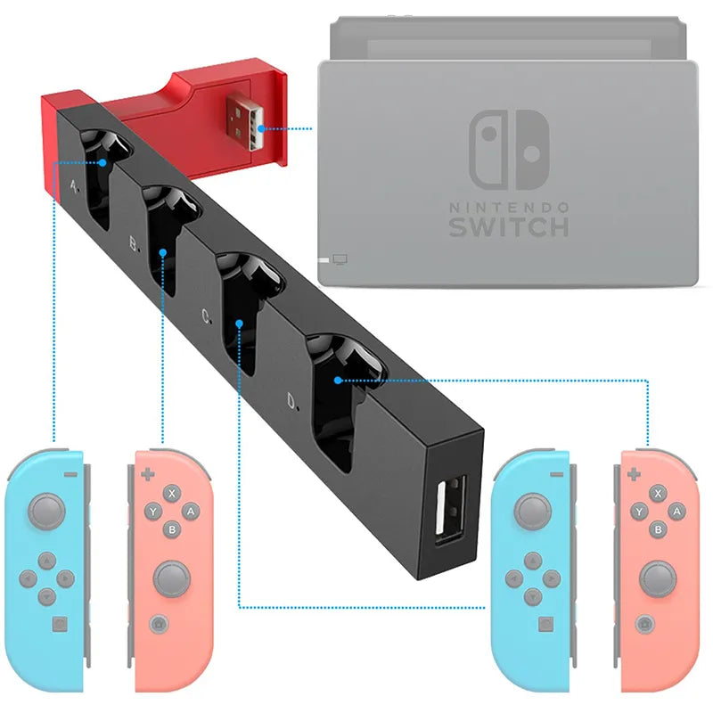 NEW COLOR 4 in 1 Charger for Nintendo Switch oled JoyCon Controller Dock Station Holder for Nintendo Switch Joy-Con Charging