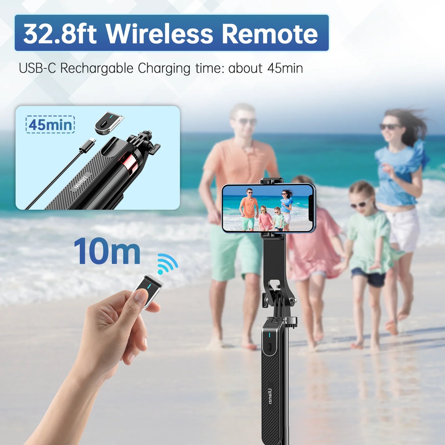 Ulanzi MA09 1.8m Selfie Stick Tripod for iPhone 11 12 13 14 15 Pro Max Phone with Remote Control with Panoramic Ball head Holder