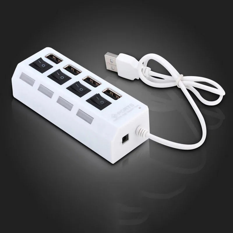 Multiple Port USB Hub with Individual Switches | 4 and 7 ports, Extender, LED Lamp Switch