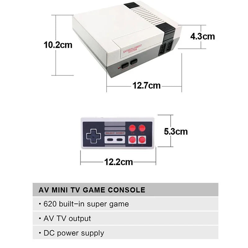 Mini TV Handheld Family Recreation Video Game Console AV Output Retro Built-in 620 Classic Games Dual Gamepad Gaming Player