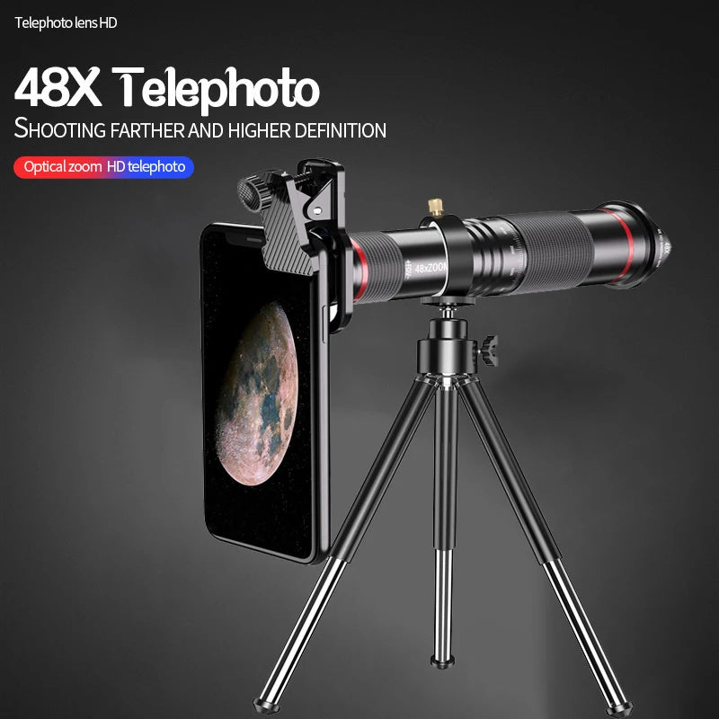 LOERSTON Monocular with Mini Tripod for iPhone | 48x, Telephoto, Zoom, Telescope