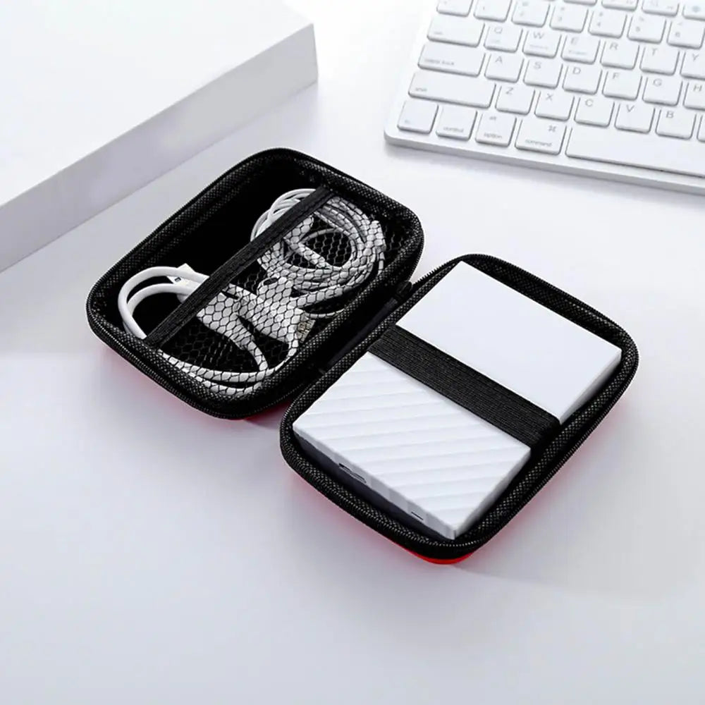 Mini Earphone Bag Shockproof Solid Color Charging Cable U Disk Card EVA Storage Pouch Bag For PC Laptop