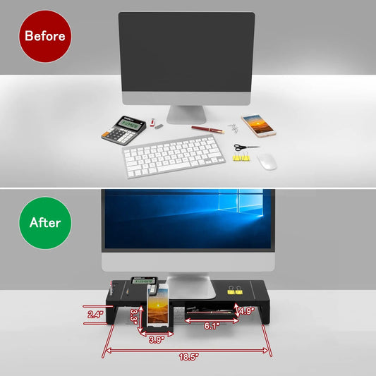 RGB Computer Ergonomic Monitor Stand | Riser Desk, Riser Stand, USB 3.0 Port Hub