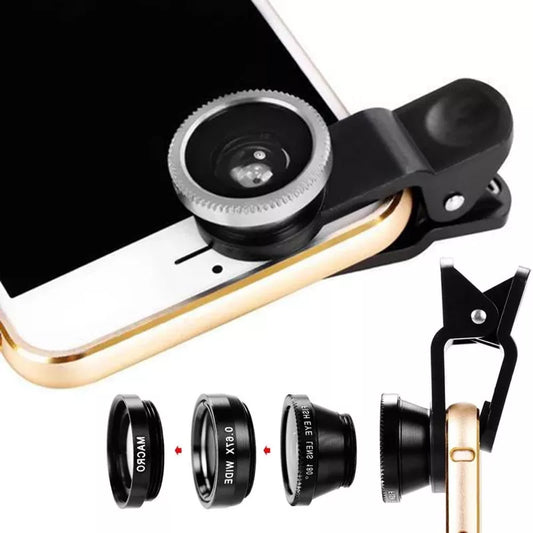 3 in 1 Lens Kit, Smartphone and Tablet Camera Lens | Wide Angle, Macro, Fisheye