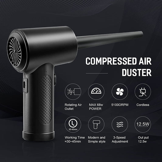 Cordless Air Duster & Vacuum | Powerful 60W-100W Cleaner for Electronics