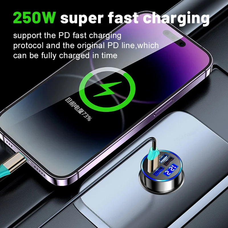 5 Ports USB Car Charge 250W Quick 7A Mini Fast Charging For iPhone 11 Xiaomi Huawei Mobile Phone Charger Adapter in Car