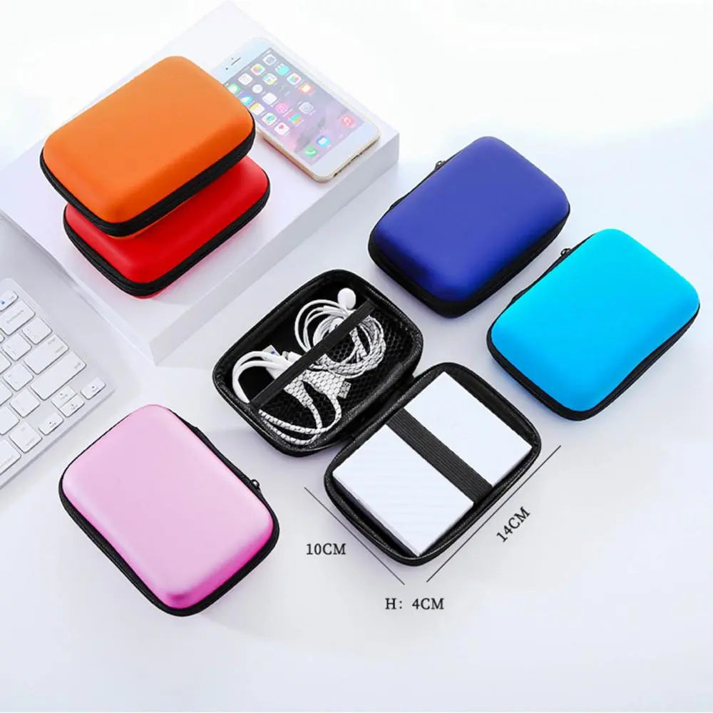 Mini Earphone Bag Shockproof Solid Color Charging Cable U Disk Card EVA Storage Pouch Bag For PC Laptop