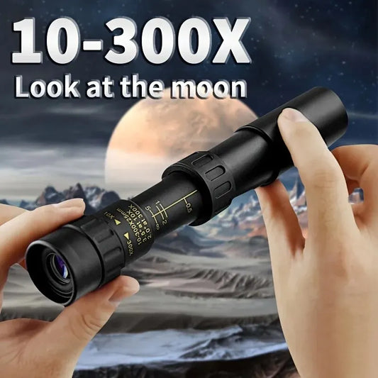 Powerful 10-300x40 HD Monocular Telescope|Long Range Zoom, Tripod, iPhone, Smartphone