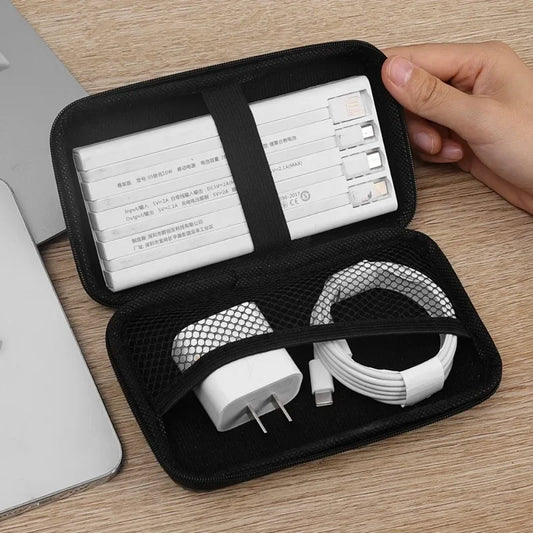 Mini Storage Bag EVA Waterproof Bluetooth Earphone Data Cable Travel Organizing Container Zipper Bags Fashion Black Storage Case