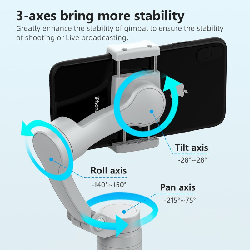 Presentation of the 3 axis available on the AXNEN HQ3 foldable gimbal stabiliser