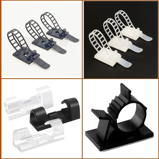 Adjustable Self-Adhesive Wire Fixing Cable | Cable tie Mounts, Cable Clips Organizer