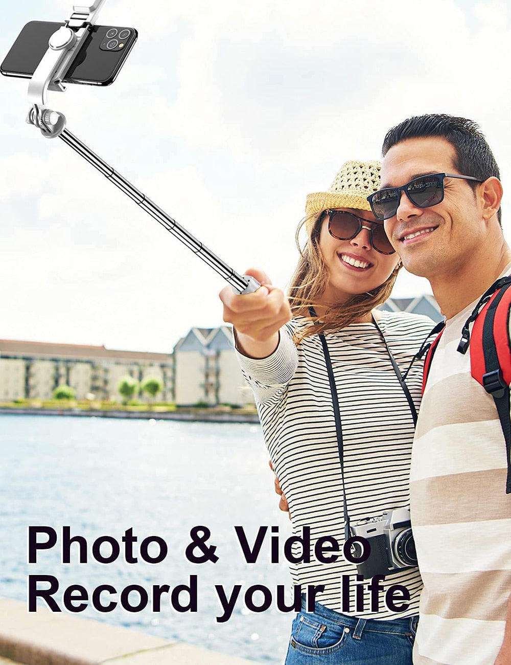 Bluetooth Selfie Stick Tripod with Light & Remote | Foldable, Compact