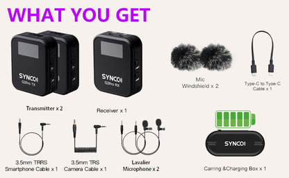 Lavalier Microphone for Smartphone Camera | Vlogging Wireless, SYNCO