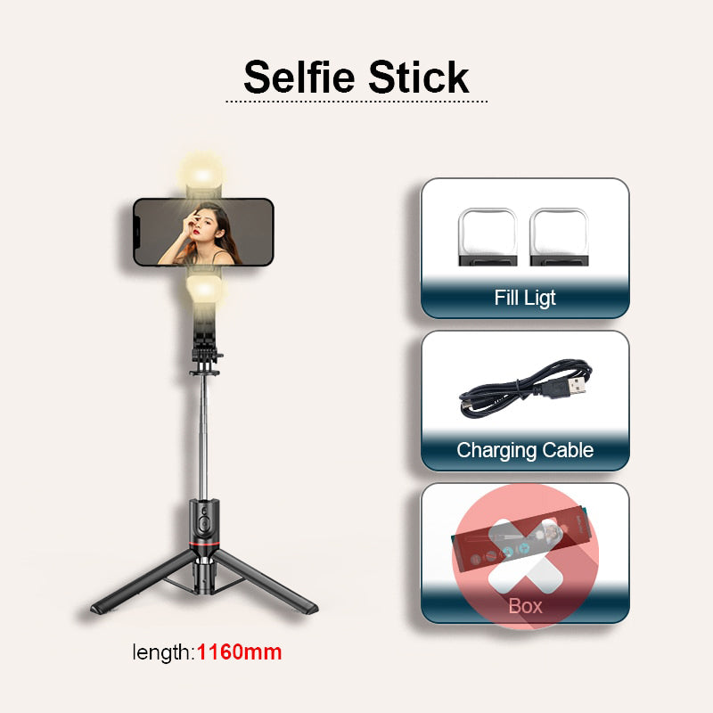 FANGTUOSI Bluetooth Selfie Stick | Fill Light Tripod & Remote Shutter