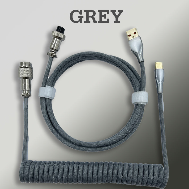 Coiled Aviation Cable for Mechanical Keyboard (USB Type-C)