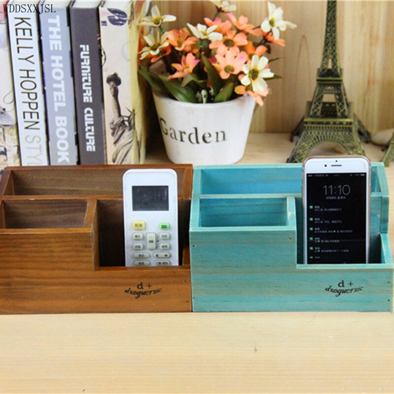 Retro Wooden Desktop Storage Box | retro style storage multifunctional