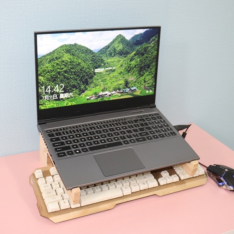 Oyixinger Wood Laptop Stand for Desk & Bed