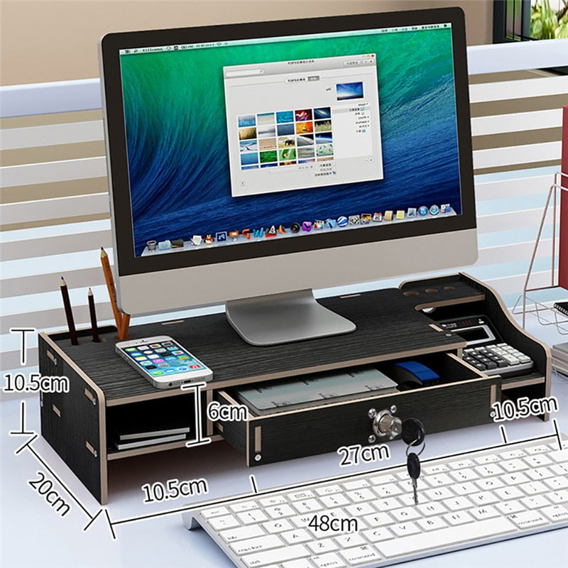 Monitor Riser Storage Rack | Desk organizer, Ergonomic Design, Space-Saving