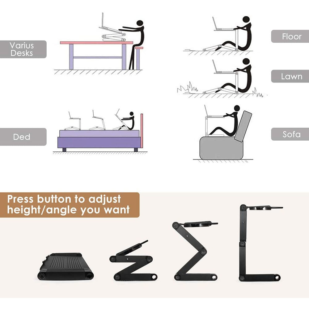 Adjustable Laptop Stand with Fan | Portable & Ergonomic Lap Desk