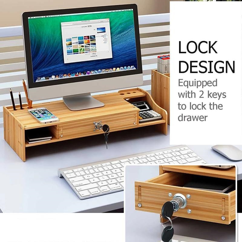 Monitor Riser Storage Rack | Desk organizer, Ergonomic Design, Space-Saving