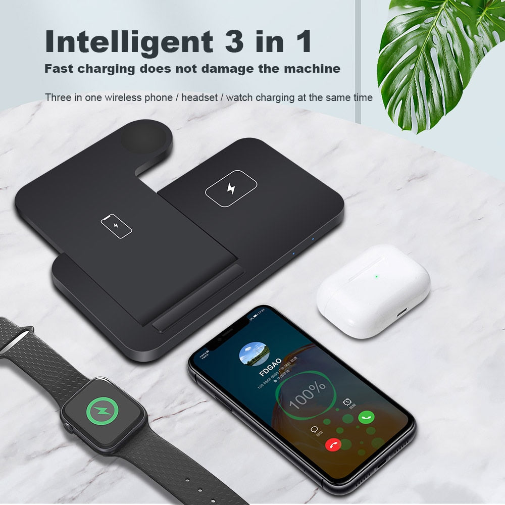 3 in 1 Wireless Charger Dock Station | Charging Deck iPhone, Apple Watch, AirPods