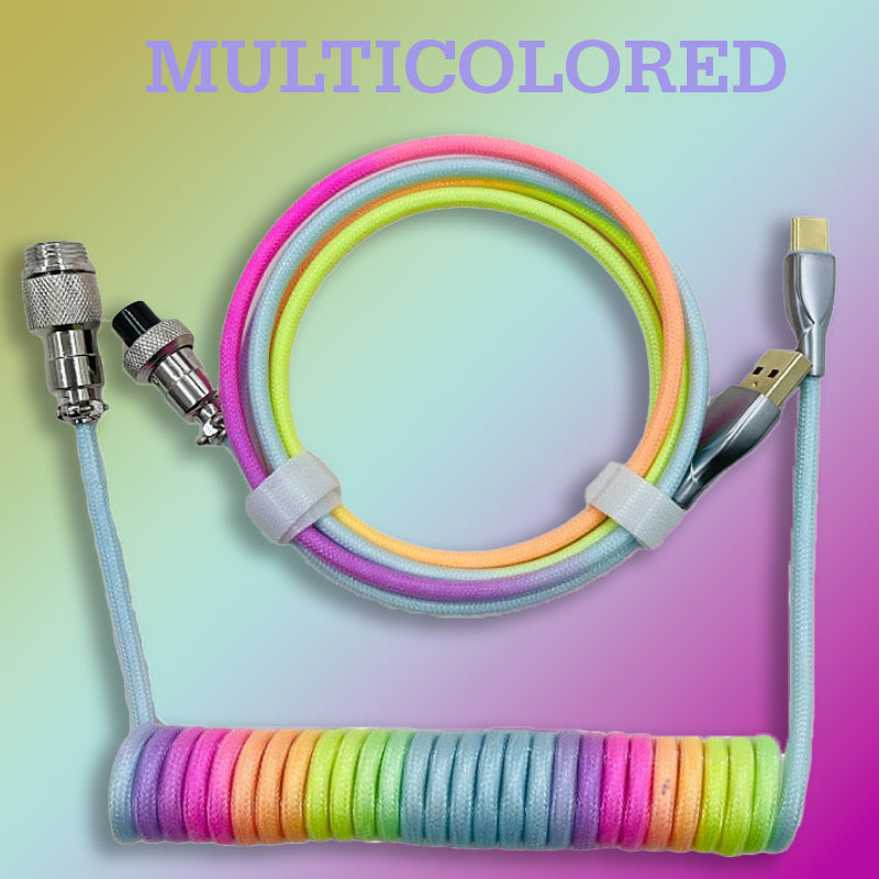 Coiled Aviation Cable for Mechanical Keyboard (USB Type-C)