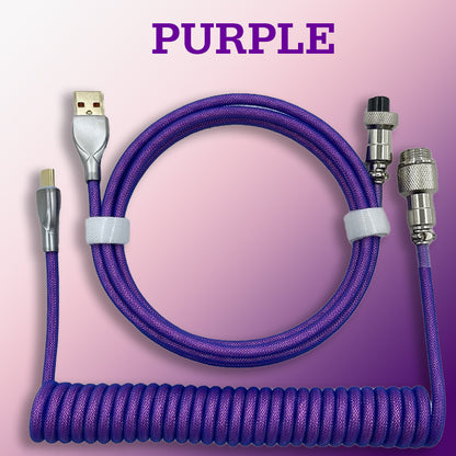 Coiled Aviation Cable for Mechanical Keyboard (USB Type-C)