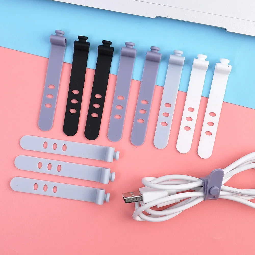 Phone Cable Organizer Earphone Clip Charger Cord Management 3 Hole Line Storge Holder Clips Data Line Bobbin Winder Straps