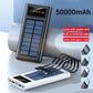 Solar Power Bank Built Cables 50,000 mAh | External Solar Charger, 2 USB Ports