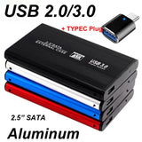 USB 3.0/2.0 2.5 Inch Hard Drive Disk Enclosure HDD External Box Case Aluminum Caddy 2.5" Sata HDD LED Light For Computer TYPE C