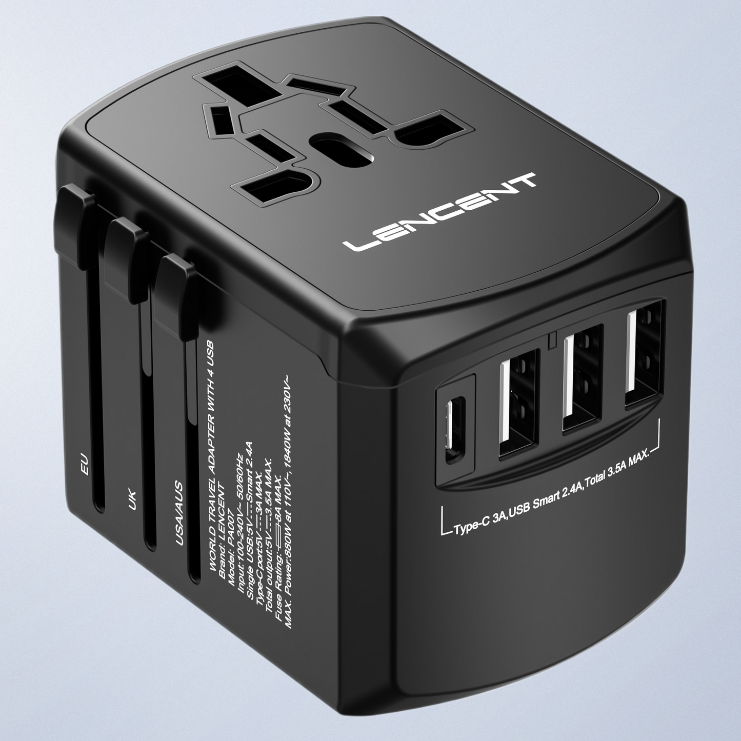 Universal Travel adapter, Power Charger | All-in-one Travel plug adapter 3-USB