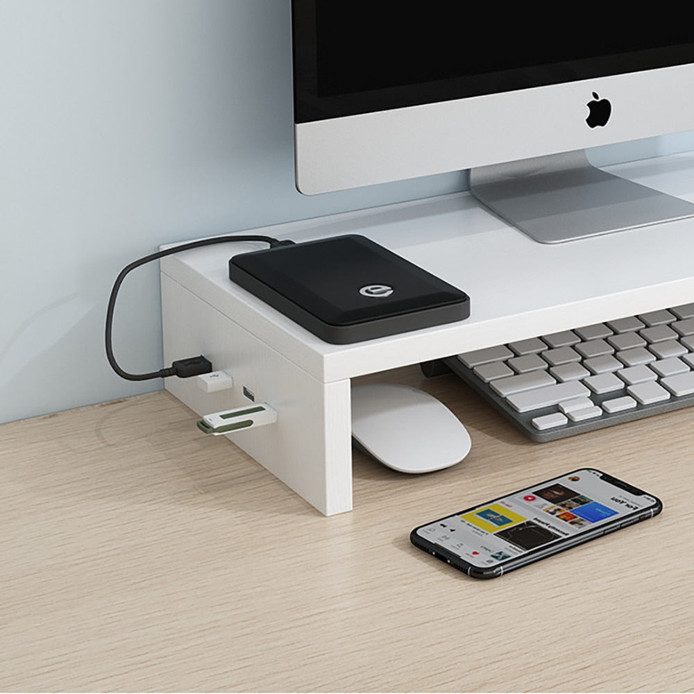 BP BIRD PEAR Monitor Stand Riser with USB Hub - Ergonomic Desk Organizer