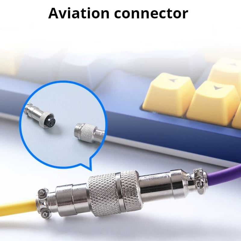 Coiled Aviation Cable for Mechanical Keyboard (USB Type-C)