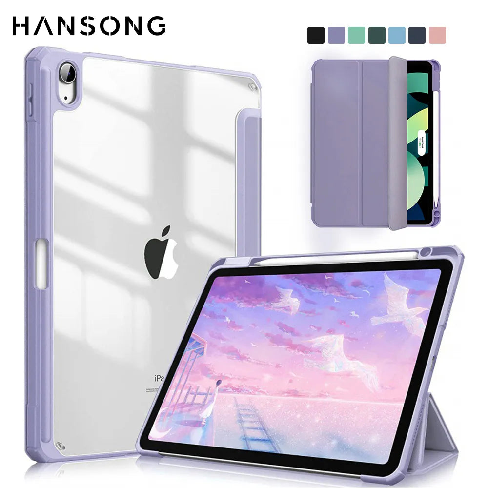 For iPad case 2021 Mini 6 Pro 11 9th Generation Case 10.2 2018 9.7 5th 6th Air 4 5 10.9 10th PU Silicon Transparent Cover Funda