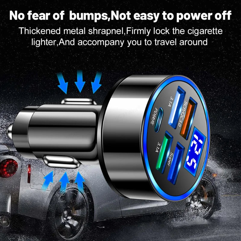 5 Ports USB Car Charge 250W Quick 7A Mini Fast Charging For iPhone 11 Xiaomi Huawei Mobile Phone Charger Adapter in Car