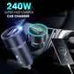 240W Car Charger with Digital Display | Dual-ports, Fast USB Charging, PD Protocol