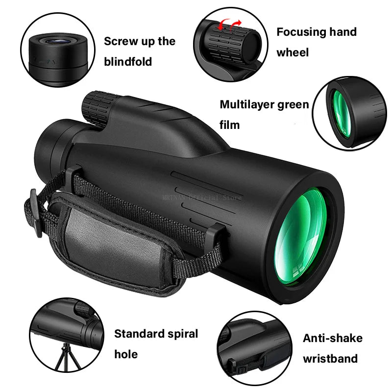 5000M Powerful Monocular 12x50 Night View Monocular Long Reach Portable Telescope High Magnification Professional