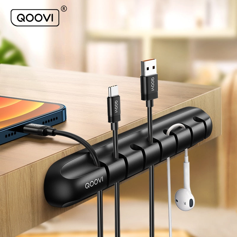 QOOVI Cable Organizer USB Winder Silicone Clips