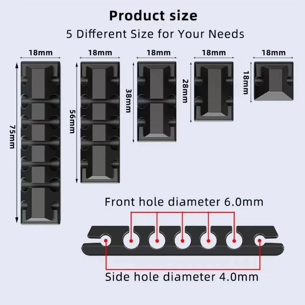 Silicone Cable Holder Clips | Cable Management, Cord Organizer, Adhesive Clip