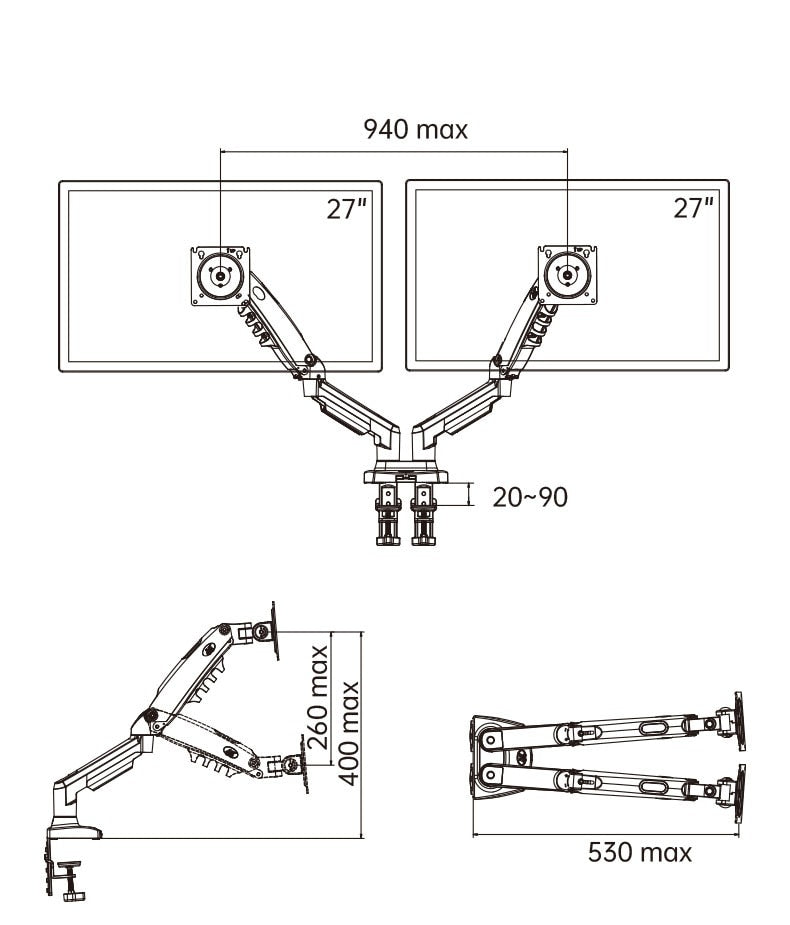 Dual Arm Monitor and Laptop Mount - Ergonomic Desk Stand