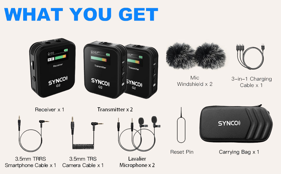 Lavalier Microphone for Smartphone Camera | Vlogging Wireless, SYNCO