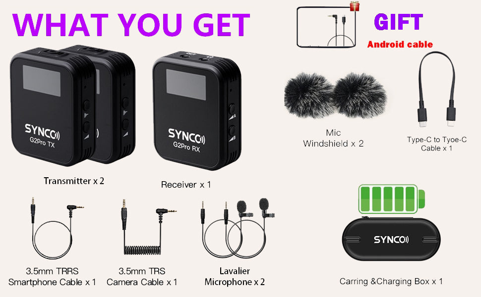 Lavalier Microphone for Smartphone Camera | Vlogging Wireless, SYNCO