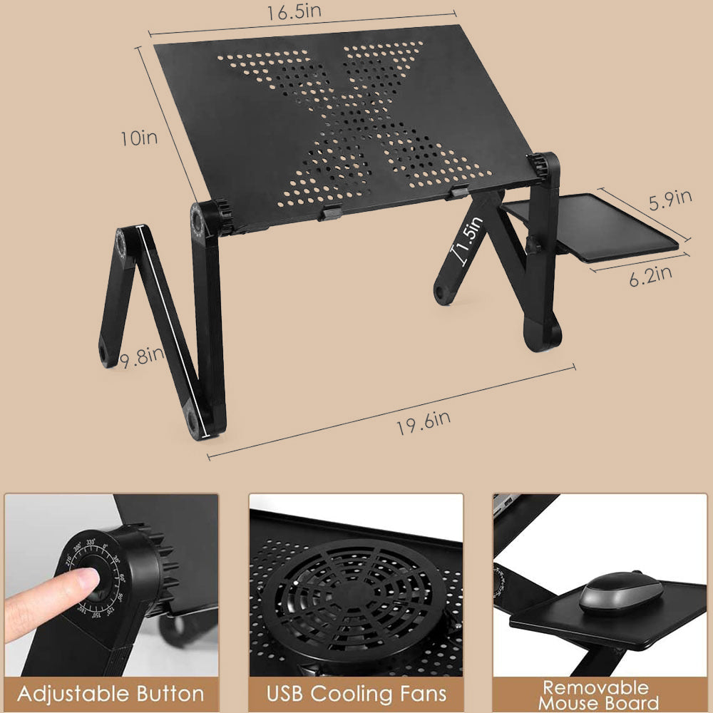 Adjustable Laptop Stand with Fan | Portable & Ergonomic Lap Desk