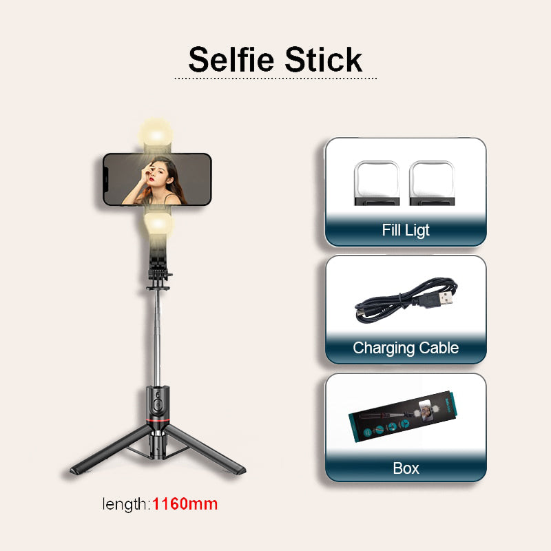 FANGTUOSI Bluetooth Selfie Stick | Fill Light Tripod & Remote Shutter